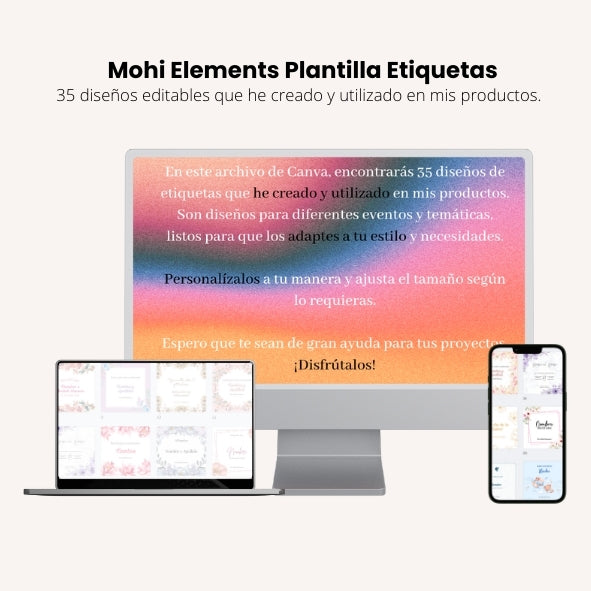 Mohi Elements Plantilla Etiquetas – 35 Diseños Personalizables en Canva