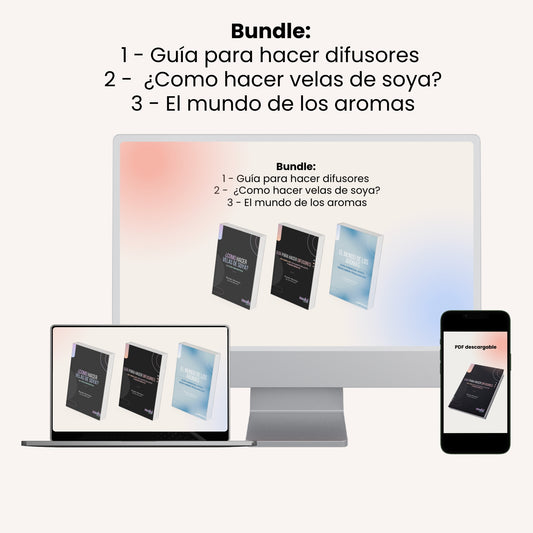 Bundle 3: Ebook velas + Ebook difusores, rooms spray + el mundo de aromas
